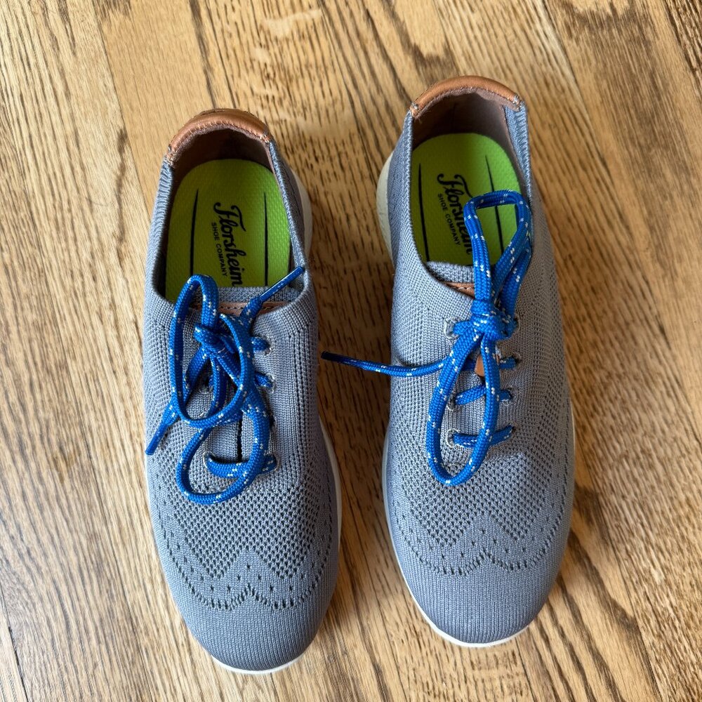 Florsheim Boys Grey Knit Oxford Sneakers Size 2.5M Excellent Condition